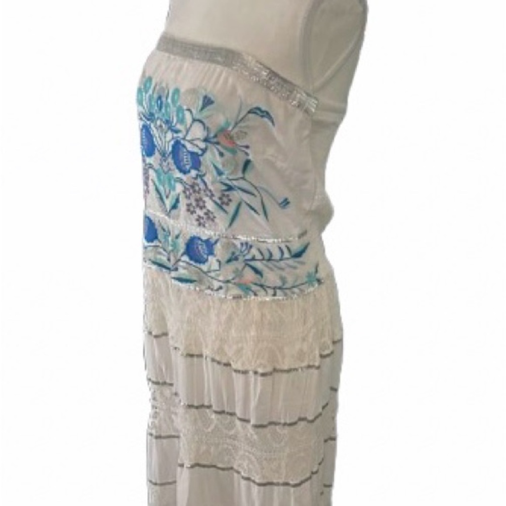 Embroidered 100% Cotton Floral Maxi Dress Medium Boston Proper Lace Boho Cottage - Picture 8 of 16
